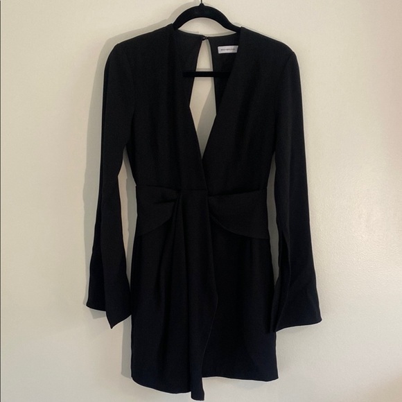 Bec & Bridge Black Mini Dress with VNeck Bell Sleeve and Open Back size 4 - Picture 2 of 10